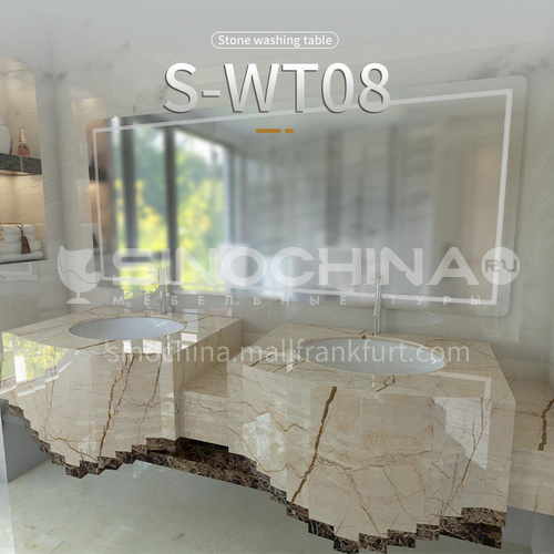 Modern and simple style bathroom, marble sink, wall-mounted sink, natural marble customization, combination of light  luxury wall-mounted marble sink  S-WT08   